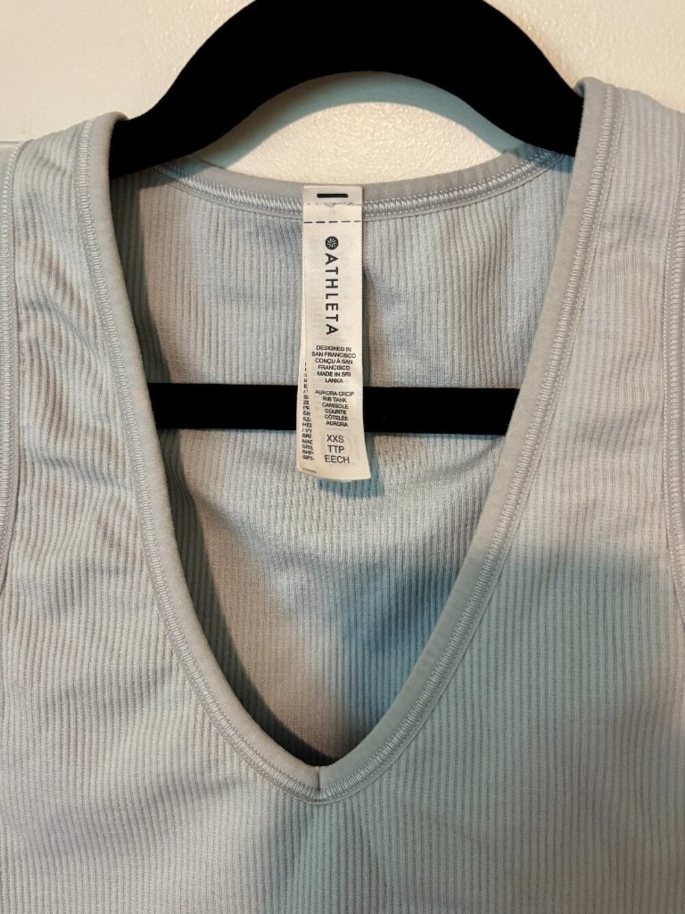 Athleta Aurora Crop Rib Tank V-Neck Light Blue • Size XXS - Picture 3 of 4